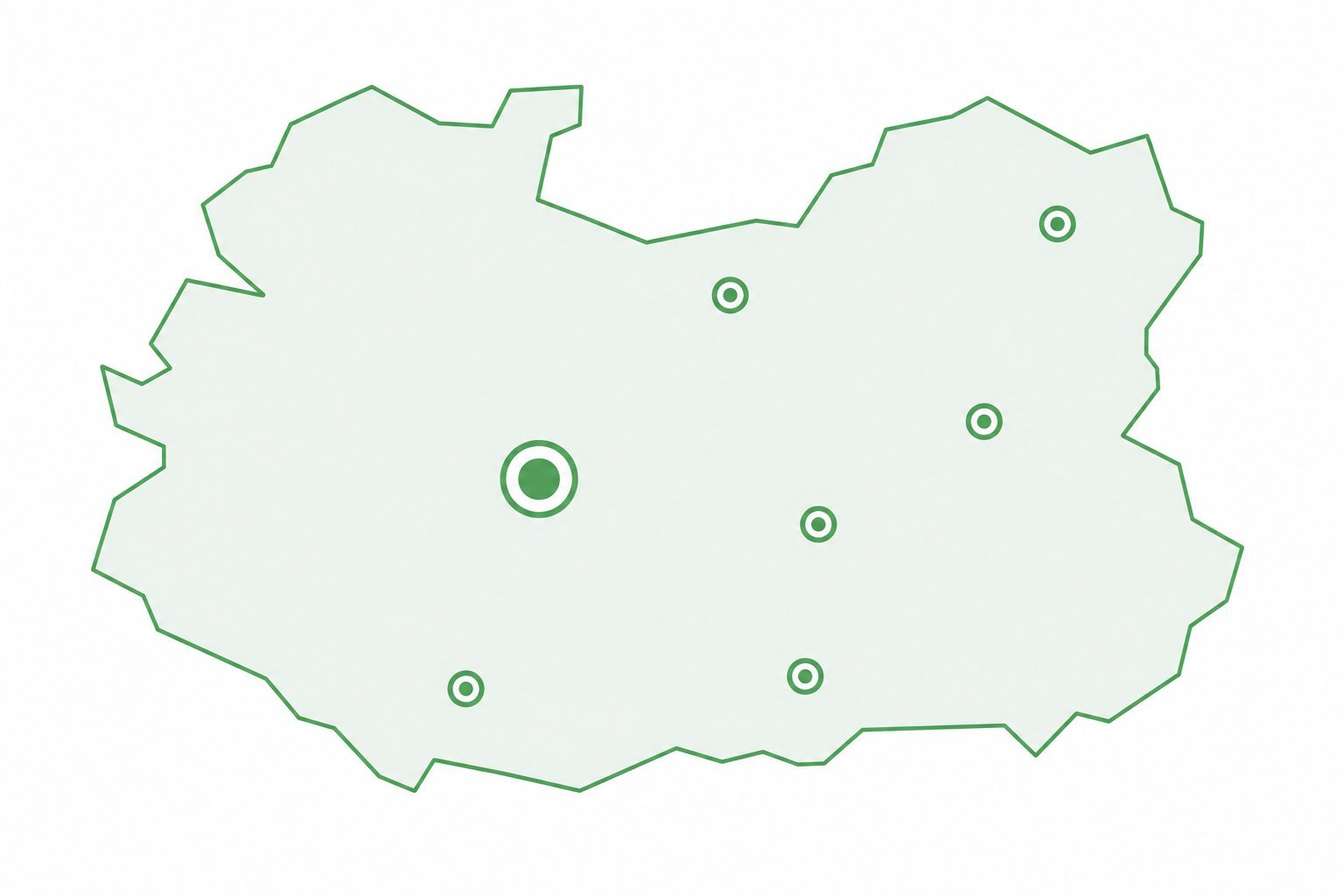 Mapa de la provincia de Ciudad Real con los municipios objetivo
